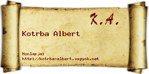 Kotrba Albert névjegykártya